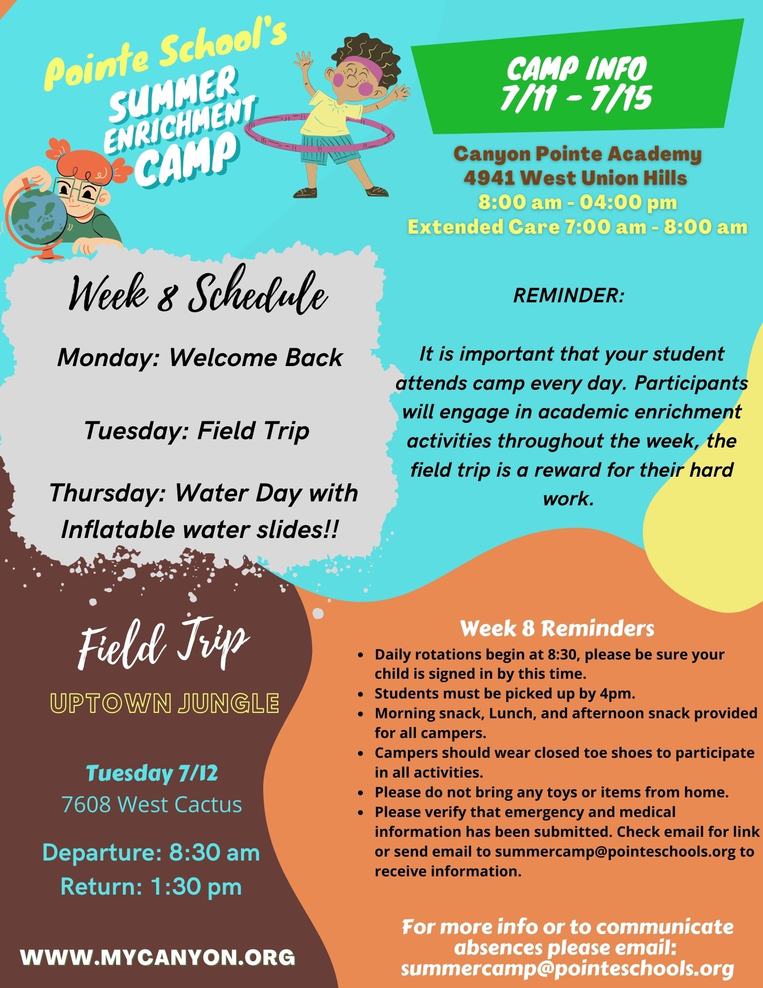 Week 8 Summer Camp Flyer